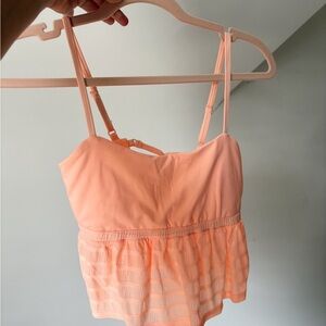 Free People Movement Vibrant Peach Ruffle Bottom Crop Top